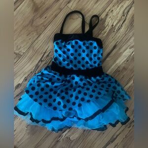 Artstone girls dance outfit costume size SC Blue Polka Dot Kids Costume